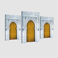 Tableau arabe porte triptyque-jaune