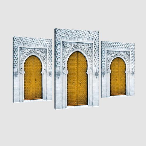 Tableau arabe porte triptyque-jaune