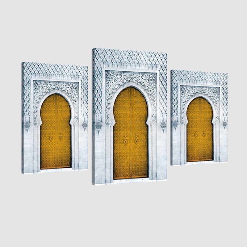 Tableau arabe porte triptyque-jaune