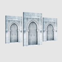 Tableau arabe porte triptyque-noir et blanc