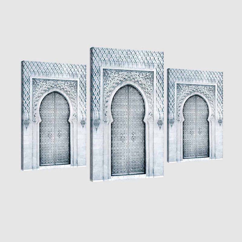 Tableau arabe porte triptyque-noir et blanc