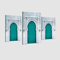 Tableau arabe porte triptyque-vert
