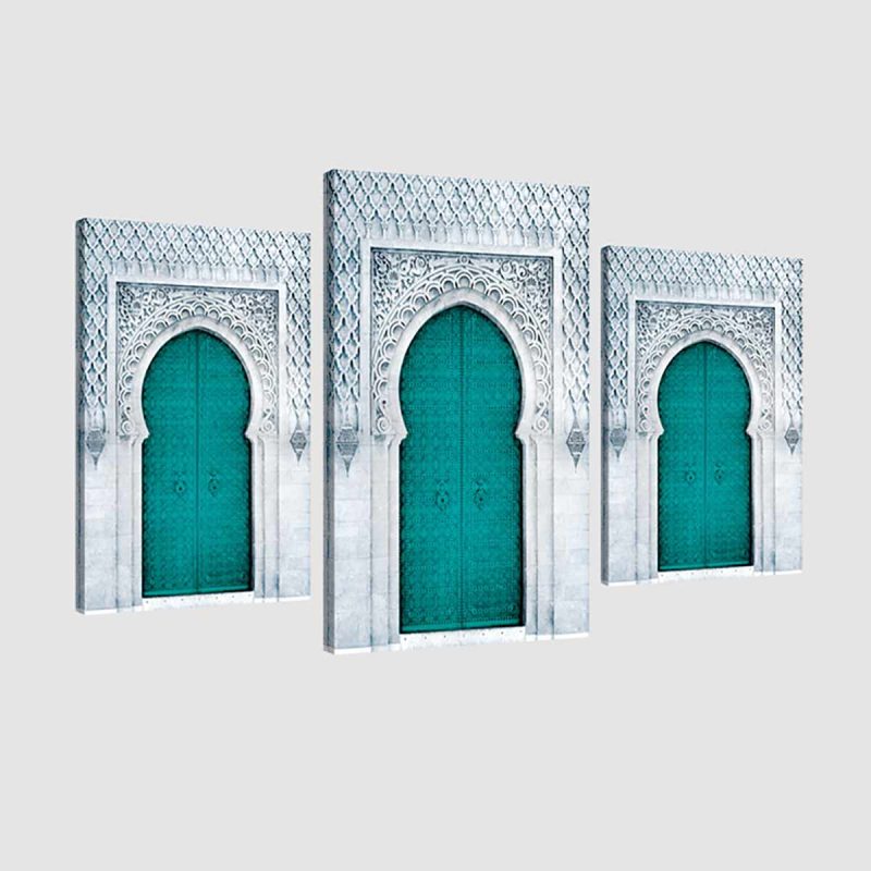 Tableau arabe porte triptyque-vert