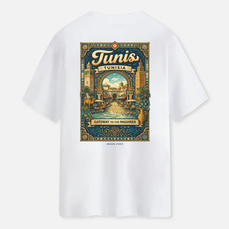 T-shirt Tunisie Tunis-blanc