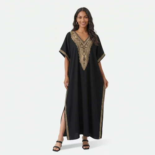 Abaya femme brodée en coton
