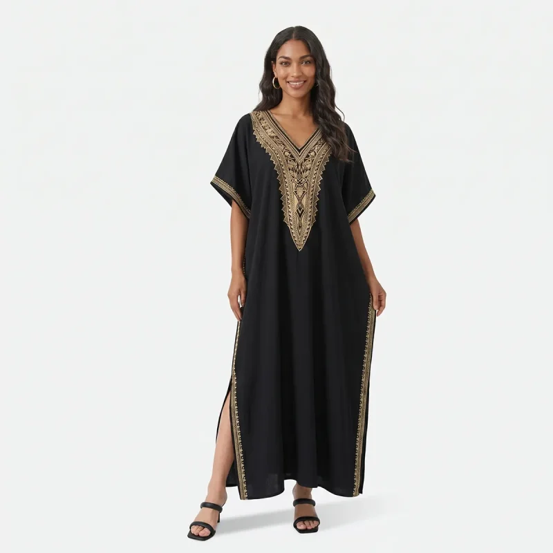 Abaya femme brodée en coton