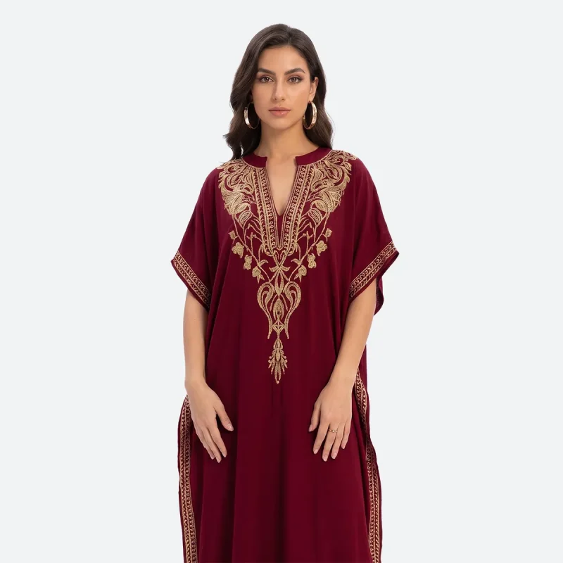Abaya femme coton brodée